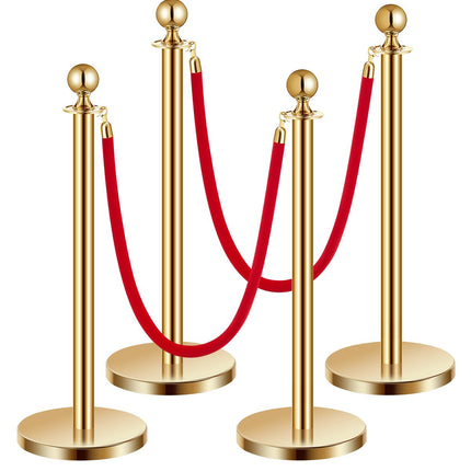 Crowd Control Stanchion Set, 4 Posts, 2 Red Velvet Ropes