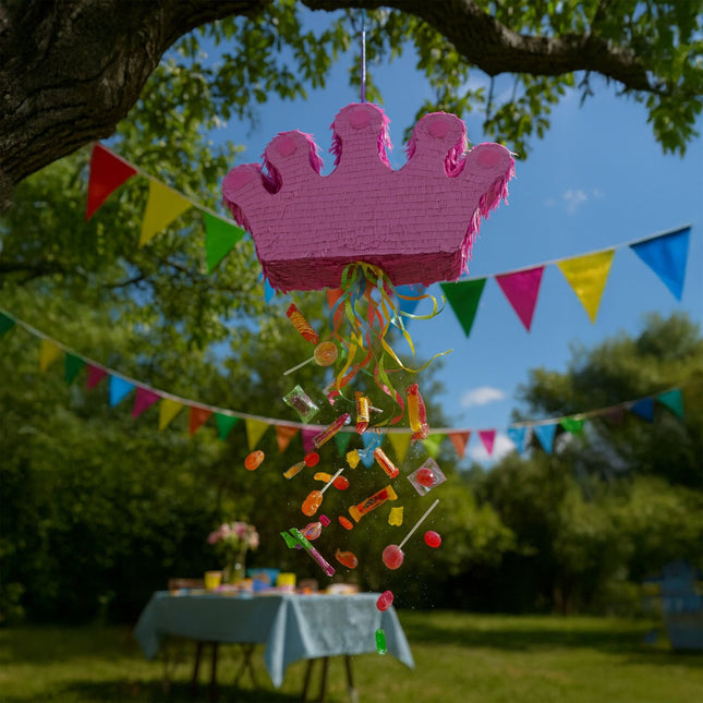 Crown Piñata Set with Stick and Eye Mask