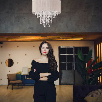 Lustre en cristal avec abat-jour