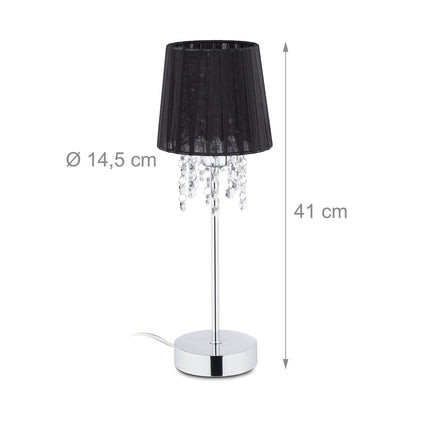 Křišťálová stolní lampa se stínidlem z organzy
