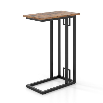 C-förmiger Beistelltisch Kompakter Sofatisch für kleine Räume Couchtisch mit Metallgestell 48 x 26 x 66 cm