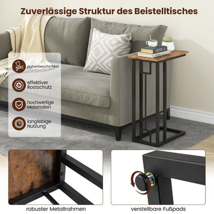 C-förmiger Beistelltisch Kompakter Sofatisch für kleine Räume Couchtisch mit Metallgestell 48 x 26 x 66 cm