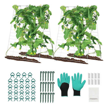 Cucumber Trellis A-Frame, Foldable Metal, 35 x 55 in With Plant Clips