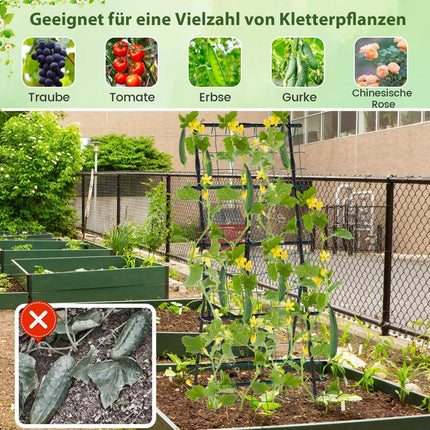 Gurkenspalier mit Netz, 187 cm hoch, PE-beschichtetes Metall