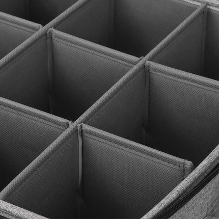 Cup Storage Box for 12 Cups with Dividers, Set of 2, Grey
