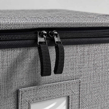 Cup Storage Box for 12 Cups with Dividers, Set of 2, Grey