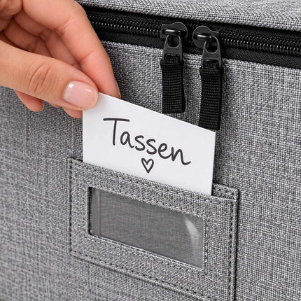 Cup Storage Box for 12 Cups with Dividers, Set of 2, Grey