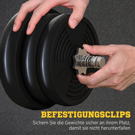 Curl Barbell Set 25 kg with 6 Weight Plates, Non-Slip Grip, PVC Coated, Black