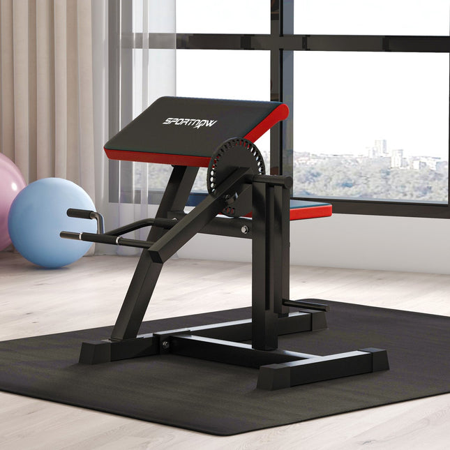 Curl bench & tricep extension, 5 seat adjustments, 25 angles, steel & synthetic leather, black