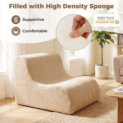 Curved Floor Sofa, Machine-Washable Cover, Beige