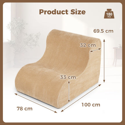 Curved Floor Sofa, Machine-Washable Cover, Beige