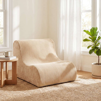 Curved Floor Sofa, Machine-Washable Cover, Beige
