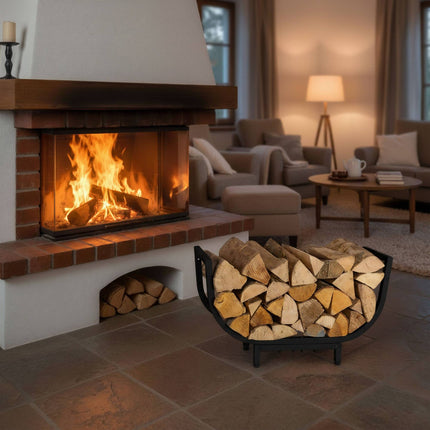 Curved Iron Firewood Rack – Space-Saving Log Holder
