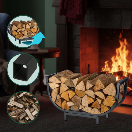 Curved Iron Firewood Rack – Space-Saving Log Holder