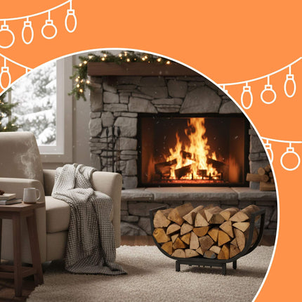 Curved Iron Firewood Rack – Space-Saving Log Holder