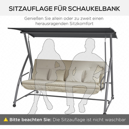 Beiges Hollywoodschaukel-Auflagen-Set – passend für 170 cm, inkl. Rücken- und Seitenteile