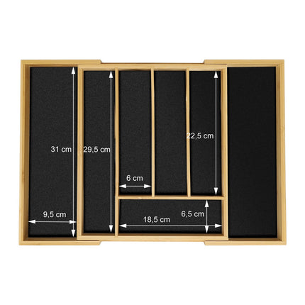 Cutlery Tray, Adjustable Bamboo, Black MDF