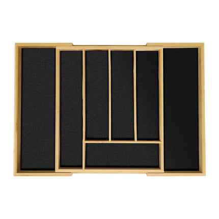 Cutlery Tray, Adjustable Bamboo, Black MDF