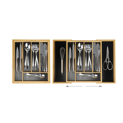 Cutlery Tray, Adjustable Bamboo, Black MDF