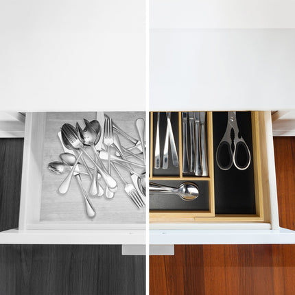 Cutlery Tray, Adjustable Bamboo, Black MDF