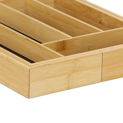 Cutlery Tray, Adjustable Bamboo, Black MDF
