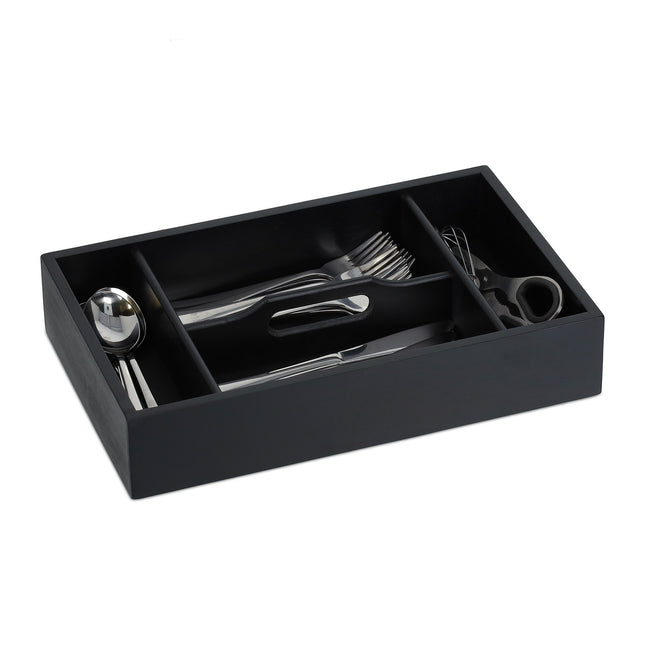 Cutlery Tray with Handle – 4 Compartments, Bamboo