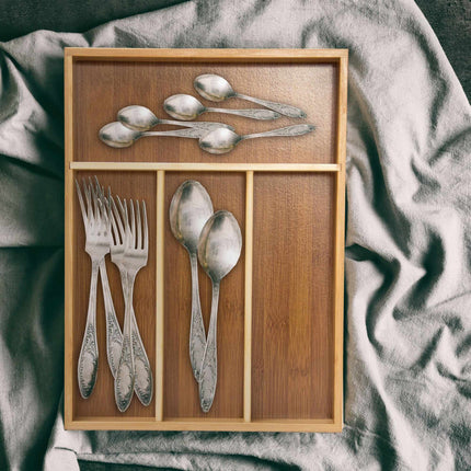 Cutlery box 4 compartments bamboo