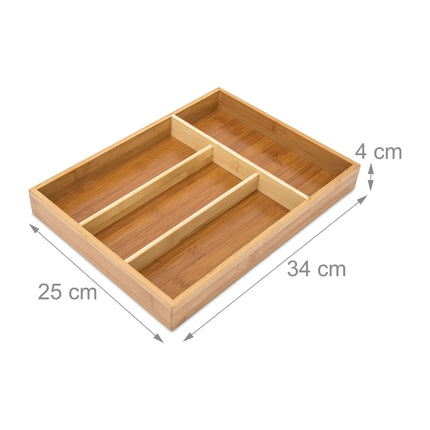 Cutlery box 4 compartments bamboo