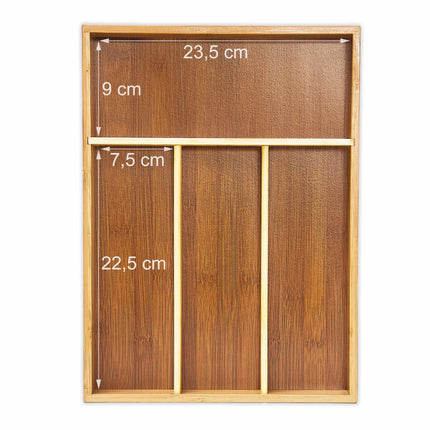 Cutlery box 4 compartments bamboo