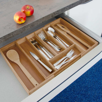 Boîte à couverts extensible en bambou