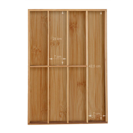 Cutlery tray in bamboo 7 compartments