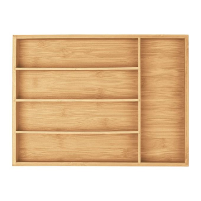 Cutlery tray in bamboo with 5 compartments
