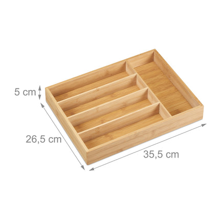 Range-couverts en bambou avec 5 compartiments