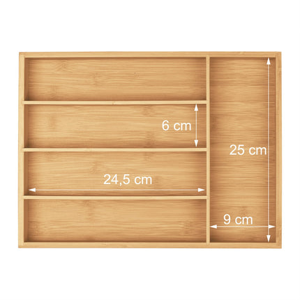 Range-couverts en bambou avec 5 compartiments