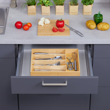 Range-couverts en bambou avec 5 compartiments