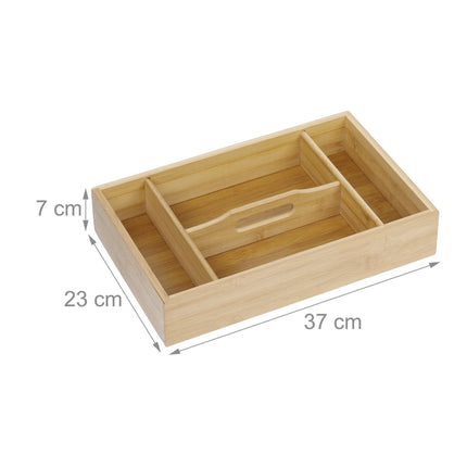 Cutlery tray in bamboo with carrying handle