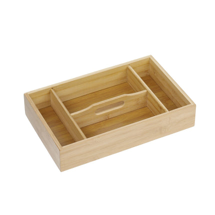 Cutlery tray in bamboo with carrying handle