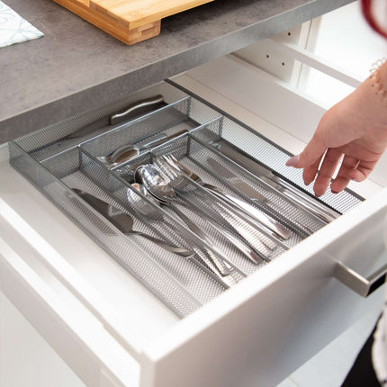 Cutlery tray in metal mesh L