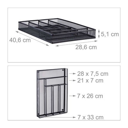 Cutlery tray in metal mesh L