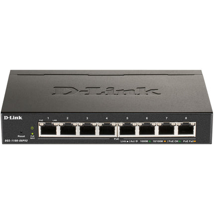 DGS-1100-08PV2 Administrierbarer 8-Port PoE Gigabit Smart Switch
