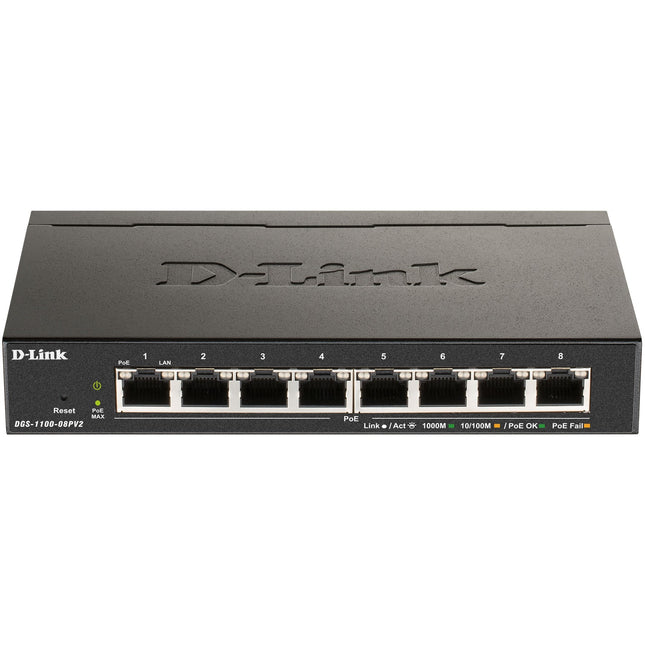 DGS-1100-08PV2 8portový PoE spravovatelný gigabitový switch