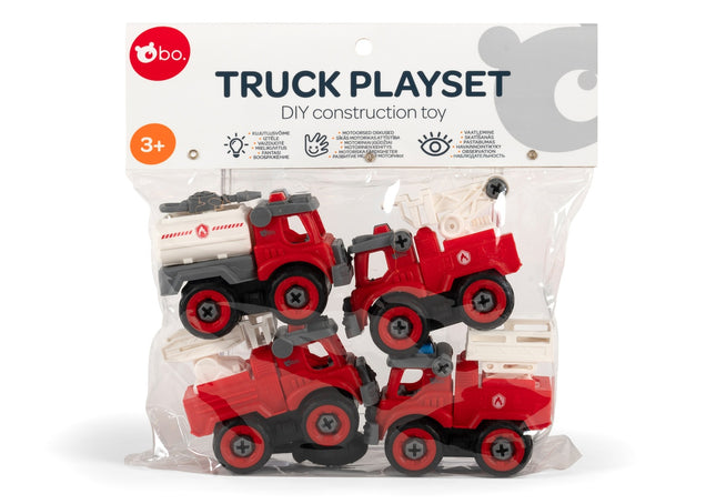 DIY-Konstruktionsspielzeug Feuerwehrautos für Kinder, 3-teiliges Set