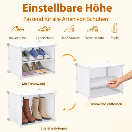 DIY Schuhregal mit 12 Fächern für 48 Paar, Weiß