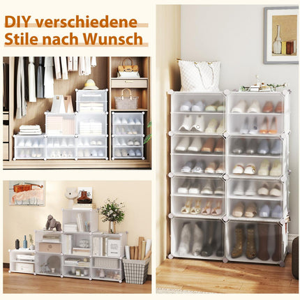 DIY Schuhregal mit 12 Fächern für 48 Paar, Weiß
