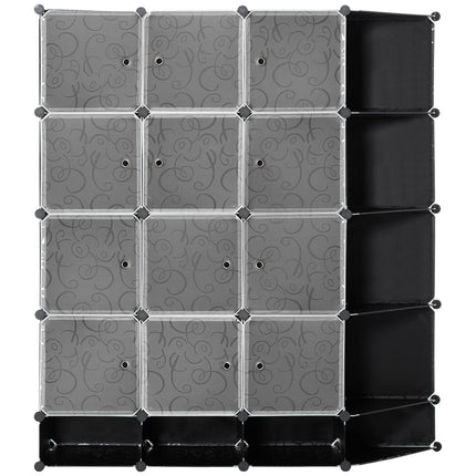Modulares Kleiderschranksystem mit 16 Würfeln und 2 Kleiderstangen