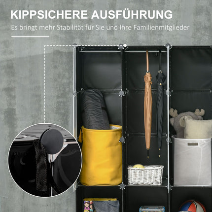 Modulares Kleiderschranksystem mit 16 Würfeln und 2 Kleiderstangen