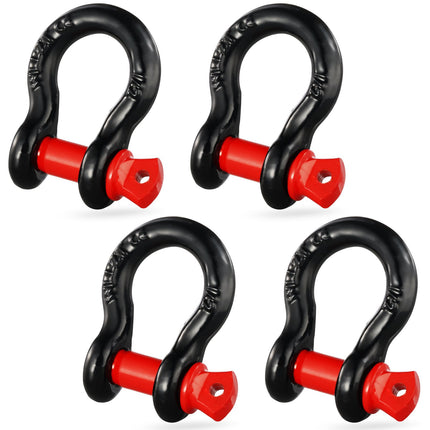 D-Ring Tow Shackles, 4-Pack, Screw Pin, 8-Ton