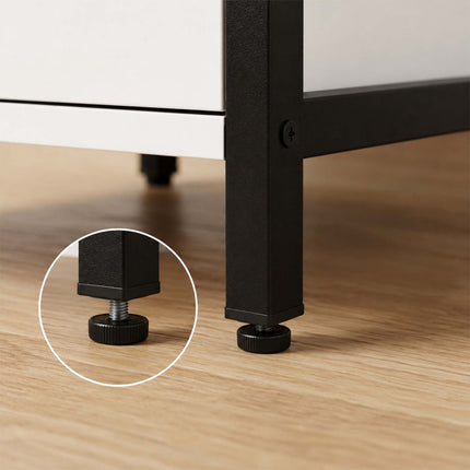 Dark Brown 3-Drawer Bedside Table, MDF & Steel