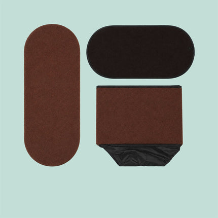 Dark Brown Teddy Fabric Storage Bench, Oval Shape