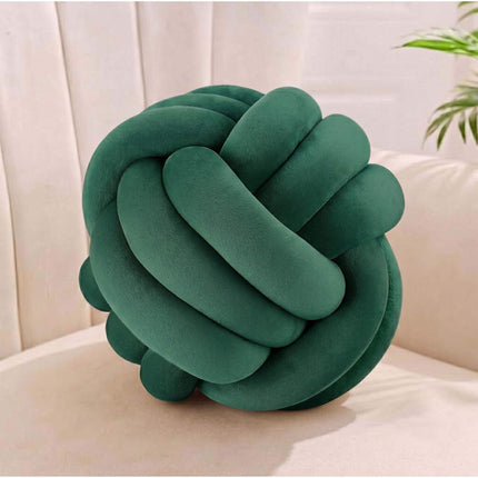 Dunkelgrünes Knoten-Kissen – 25 cm, Polyester-Schaumstoff